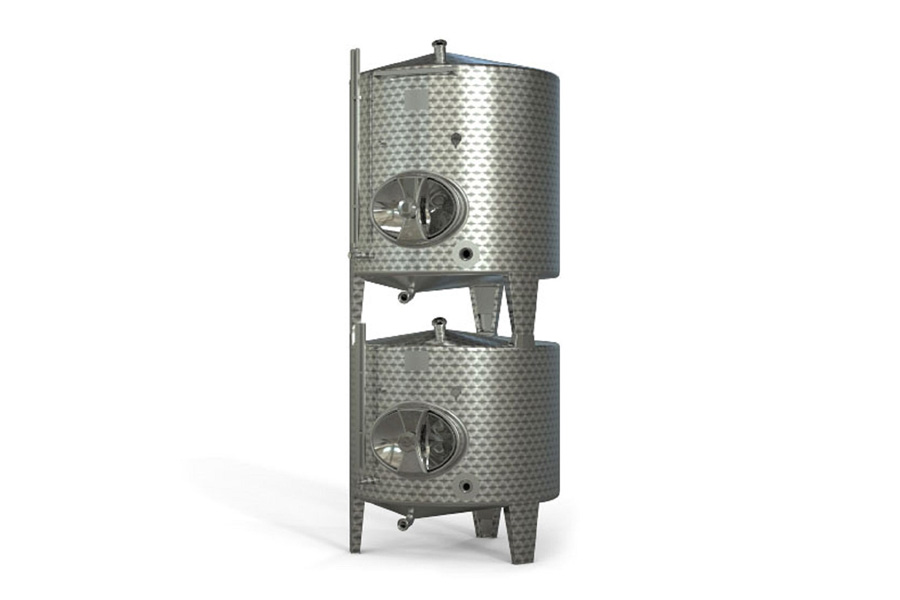 Stackable Wine Tanks. Photo of two wine tanks stacked.