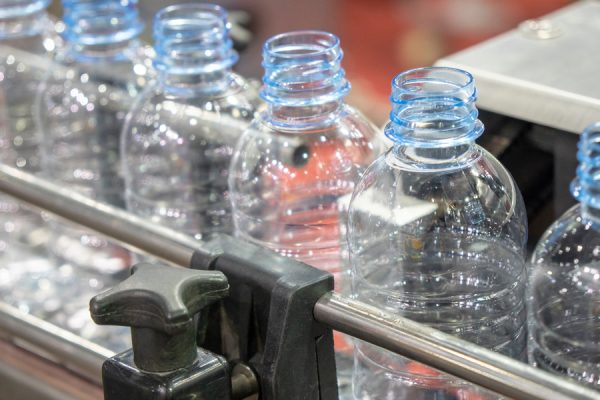empty water bottling on filling line